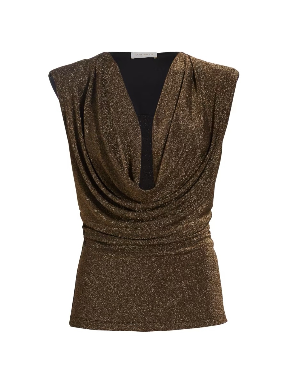 Ramy Brook Metallic Bronze Draped Cowl Camisole
